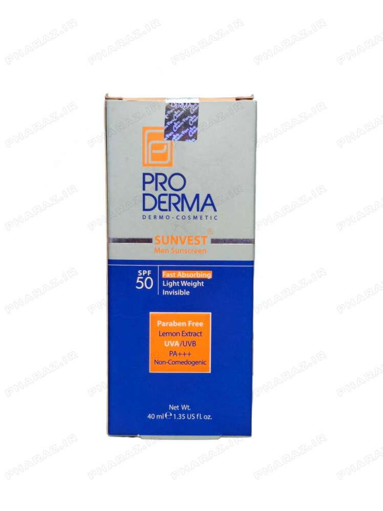 کرم ضد آفتاب فاقد چربی آقایان SPF50 پرودرما 40 میلی لیتر