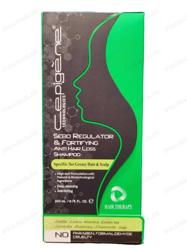 شامپو ضد ریزش سپیژن مخصوص موهای چرب 200 میلی لیتر - Cepigene Anti Hair Loss Shampoo For Greasy Hair And Scalp